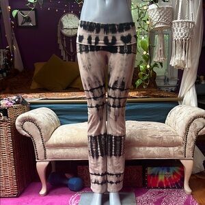 Vintage Y2K goth grunge tie dye flared foldover bootcut leggings pants